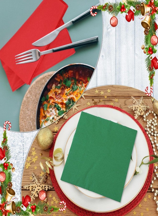 Teling 50 Pcs Christmas Paper Napkins Disposable Red Green Napkins for Christmas Holidays Wedding Home Luncheon Reception Tea Party Dining Supplies Xmas Party Decorations (Red,Green) - Image 3